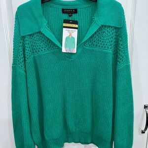 Joseph A. Vibrant Green V-Neck Sweater